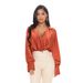 Aria Basics Aria Basics European And American Autumn Winter Fashion Women's Blouse New Sexy Elegant Long Sleeve Deep V Neck Satin_ecoleips.com