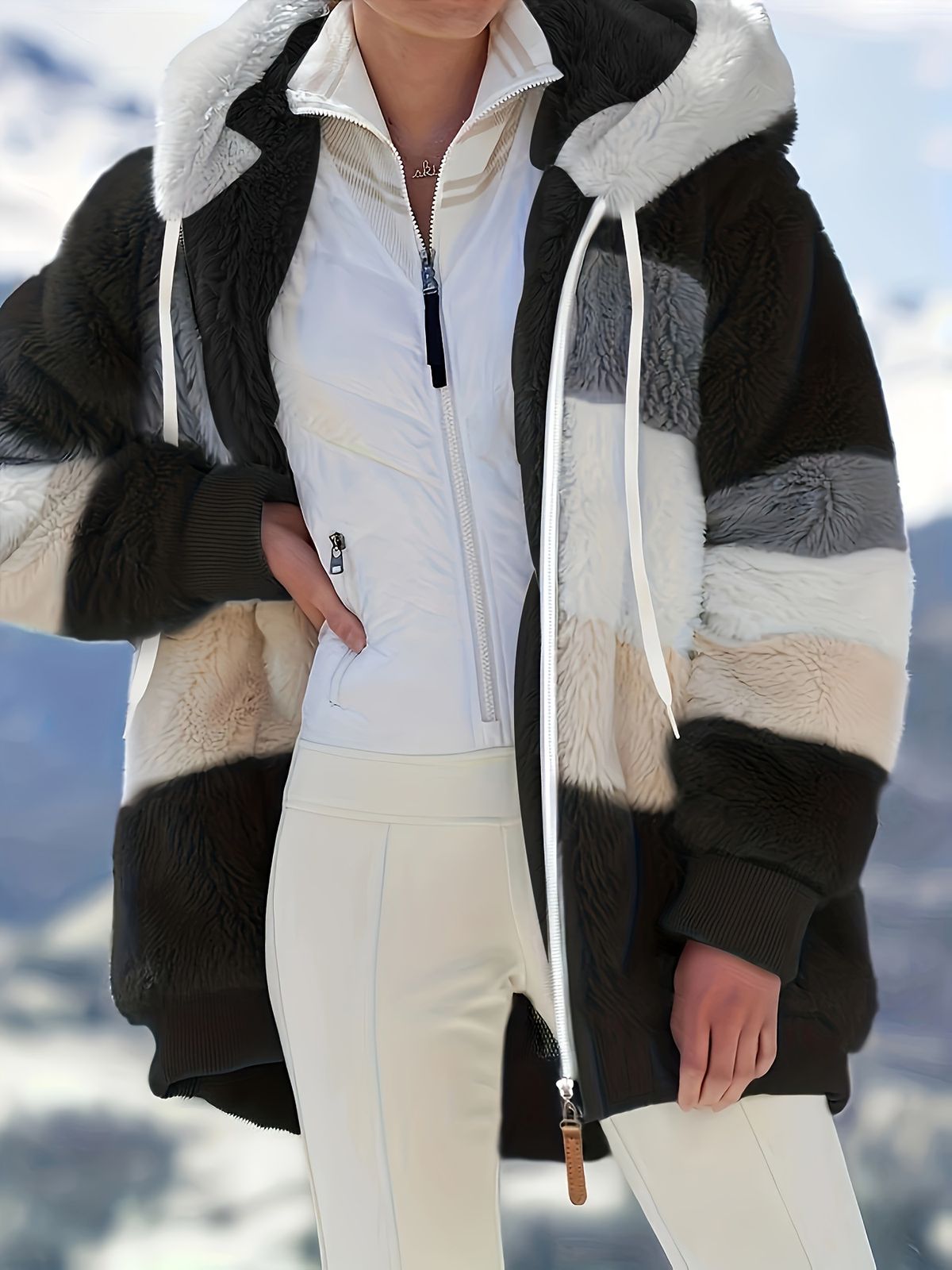 Cozy Fleece Hooded Jacket For Women - Oversized Winter Coat With Soft Plush Fabric, Streetwear Fashion, Multiple Colors & Extended Sizes (S-8XL)_ecoleips.com