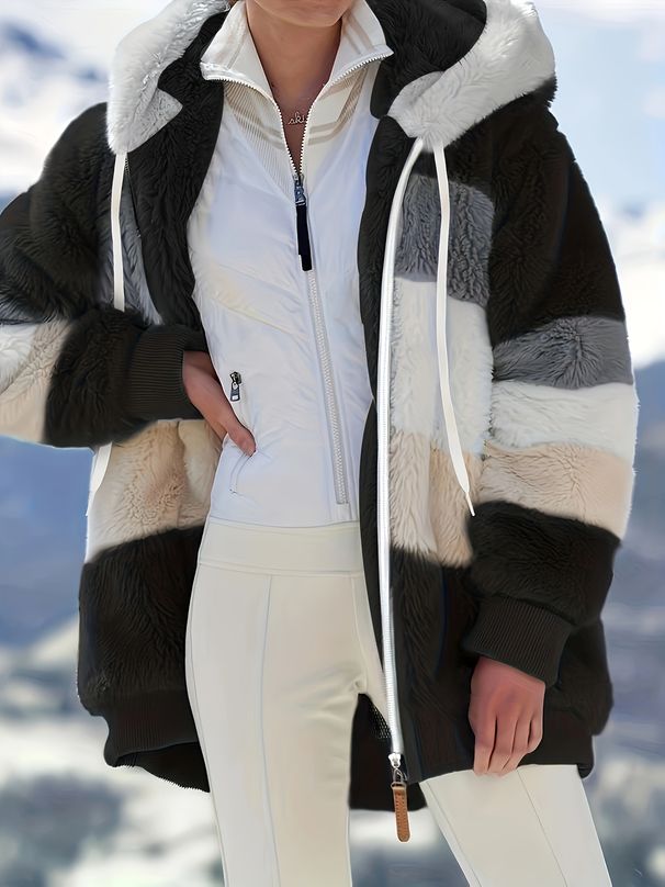 Cozy Fleece Hooded Jacket For Women - Oversized Winter Coat With Soft Plush Fabric, Streetwear Fashion, Multiple Colors & Extended Sizes (S-8XL)_ecoleips.com