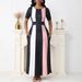 Women's Clothing New Temperament Slim Fashion Contrast Color Dress Short Sleeve Long Skirt_ecoleips.com