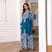 Elegant plus Size Long Robe Dress ZD019 European American Style Printed Dress with Rhinestone Embellishments for Women_ecoleips.com
