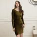 European American Style Backless Long-sleeve Mid-length Solid Color Pleated Foreign Trade Autumn And Winter New_ecoleips.com