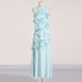 Women's Clothing Temperamental And Elegant Style Stand Up Collar Sleeveless Solid Color Long Dress Three Dimensional Flower Collage Design Long Dress_ecoleips.com