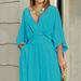 Women's 2023 temperament elegant v-neck bat sleeve wide-leg solid color simple fashion jumpsuit_ecoleips.com