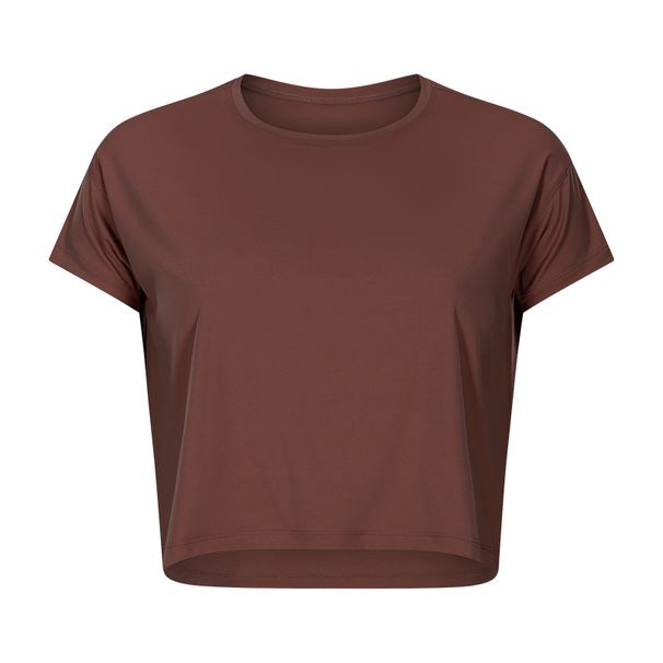 Women's Loose Fit Yoga Crop Top Short Sleeve Casual Sports Fitness T-Shirt Trendy Polyester Sweatshirt_ecoleips.com