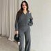 Women's Clothing Solid Color Sleeveless Minimalist Sleeveless U-Neck Top & Straight Leg Pants Set – Chic Office Wear In Black & Slate Grey | XS-XXXL_ecoleips.com
