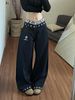 Retro Star Splicing Wide-leg Jeans Pants Women's Spring New High-waisted Loose Floor Pants_ecoleips.com