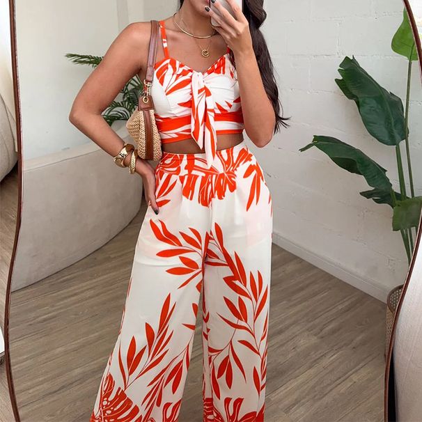 Women's Clothing Spring And Summer New Women's Fashion Sexy Printed Suspender Top Wide Leg Suit_ecoleips.com