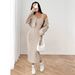 Women's Autumn Ribbed Knit Drop Shoulder Button Down Jacket And Fitted Midi Dress Set New Style_ecoleips.com