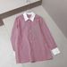 Women's Striped Shirt Long Sleeve Cardigan Color Blocked Collar Loose Fit Top Elegant Fashion England Style Spring/Autumn Summer_ecoleips.com