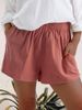 Suitable For All Seasons Women's Summer New Solid Color High Waist Casual Linen Pocket Straight Three-Quarter Shorts_ecoleips.com