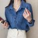 Retro Style Blue Denim Shirt For Petite Women, Spring And Autumn New Design, Niche Style Women's Coat_ecoleips.com