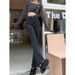 retro Denim Flared Pants For Women, High-waisted, Slim-fit, Straight-leg Black Trousers, European And American Style_ecoleips.com