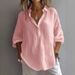 Women's Solid Color Shirt Casual Long Sleeve Button down Everyday Shirt with Regular Collar for Spring And Summer_ecoleips.com