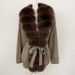 Elegant Fox Fur Collar Knit Cardigan With Belt – Women’s Slim-Fit Open Front Sweater Coat For Autumn/Winter (Multiple Color Combinations)_ecoleips.com
