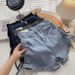 Women's High-Waisted Slim Fit Denim Shorts Summer A-Line Trendy Drawstring Elastic Hot Pants Fashionable And Sexy_ecoleips.com