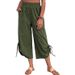 Women's plus Size Straight Leg Cropped Trousers Spring Autumn European American Style Loose Casual Drawstring Pockets_ecoleips.com