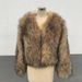 Women's Clothing Women's Fashion Faux Fur Coat Winter Long Sleeve V-Neck Jacket Casual Outerwear (Raccoon Yellow, Silver Fox, Bean Red)_ecoleips.com