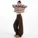 Thick Velvet Maillard Brown Wide-leg Jeans Women, 2025 Autumn And Winter New Style, High Street, Long-length Pants For_ecoleips.com