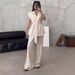 European And American Fashion Casual Suit Sleeveless Oversize Lace Up Cardigan High Waist Trousers Suit_ecoleips.com