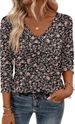 Zeagoo 3/4 Length Sleeve Womens Tops V Neck Shirt Dressy Casual Blouse Basic Tshirts 2026 Fashion Clothing S-2XL_ecoleips.com