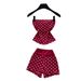 Women's Summer Outfit Gentle And Feminine Red Polka Dot Strapless Vest High Waisted Shorts Two Piece Set Slimming Simple_ecoleips.com