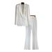Women's High Quality Heavy-duty Mid-length Suit Jacket Wide-leg Trousers Fashionable Trousers Rhinestones INS Hot Two-piece Suit_ecoleips.com