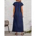 Women's Clothing Summer New Simple Style Women's Round Neck Short Sleeve Loose Casual Long Solid Color Dress_ecoleips.com