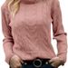 Women's Clothing Retro High Neck Knit Sweater - Women's Long Sleeve Pullover (95% Acrylic, Vintage Color Palette)_ecoleips.com