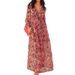 2023 Summer European And American Printed Long Sleeve Women's Cross-Border Deep V-Neck Loose Flared Beach Dress_ecoleips.com