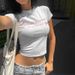 Y23TP626 Women's Autumn New Letter Printed Round Neck Short Sleeve Open Navel Top T-shirt For Women_ecoleips.com
