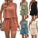 Women's Elegant Fashion Two Piece Set Summer Sleeveless Top And Shorts Ensemble_ecoleips.com