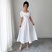 European And American Cro-border 2026 Summer Slim-fit Elegant Women's Jacquard Solid Color Puff Sleeve Square-neck_ecoleips.com