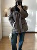 girl 2025 New Winter Workwear Loose Thickened Cotton Jacket For Women, Petite Style With Fur Collar Parka Coat_ecoleips.com