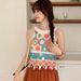 Cute Bohemian Knitted Vest O-neck Sleeveless Women's Crop Top Crocheted Tassels Short Sleeveless Cami_ecoleips.com
