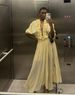 Fashion V-neck Tie Ruffle Pleated Top And Skirt Set For Women 2025 New Style_ecoleips.com