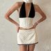 French Polka Dot Contrast Printed Lace Splicing Skinny Neck Suspender Top Spice Girl Sexy Backless Bottom Vest_ecoleips.com