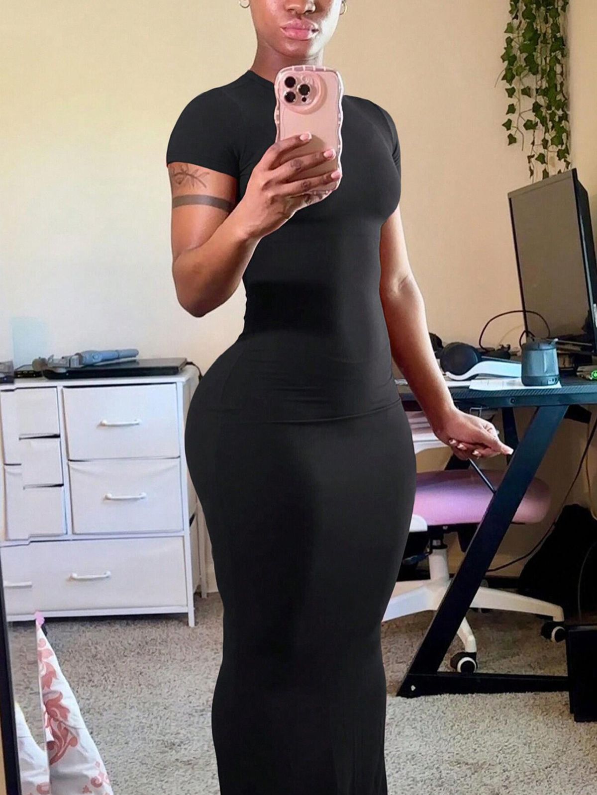 Women's Clothing Large Size Slim Dress_ecoleips.com
