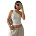 Women's Off-Shoulder Backless Slim Fit Tank Top Solid Color European American Style Spring/Summer Fashion Streetwear Short Top_ecoleips.com