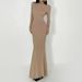 Women's Black Lotus Patterned Fishtail Dress Fur Lined High Neck Slim Fit Bodycon Design for Autumn Winter_ecoleips.com