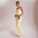 2025 Summer New Women's Light Yellow Lace Camisole Set | Ruffled Short Top + Sheer Mermaid Long_ecoleips.com