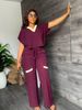 K Solid Color Casual Short Sleeved T-shirt Sports Suit Straight Leg Pants Two-piece Set_ecoleips.com