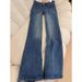 Dark Blue Bamboo-pattern Vintage Flared Jeans 2025, High-waisted, Trendy, Loose-fitting Bell-bottom Pants For Tall_ecoleips.com