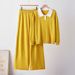 Women's Knitted Polo Collar Sweater And Loose Casual Pants Thick Two Piece Set European American Fashion Cross Border Woolen Suit_ecoleips.com
