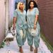 Women's Clothing Loose Fashion Personality Large Pocket Washed Denim Jumpsuit_ecoleips.com