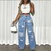 Men's High Street Trendy Hip Hop Loose Straight Leg Casual Trousers Distressed Design American Street Style_ecoleips.com