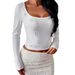 Cross-border European American Y2K Hot Girl Style Solid Color Long-sleeve Tank Top T-shirt Women's Clothing 2025 Autumn_ecoleips.com