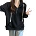American-style Real-shot Hooded White Mid-length Plus-size Sweatshirt For Women, Spring And Autumn Thin Half-zip_ecoleips.com