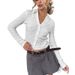 Niche White V-Neck Shirt Women's French Style Hot Girl's Tight Waist Short Lap High-End Women's Top_ecoleips.com