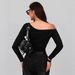 2026 New European And American Cross-Border Hot Girl Asymmetrical Shoulder Collar Metal Ribbon Studded Decor Slim_ecoleips.com